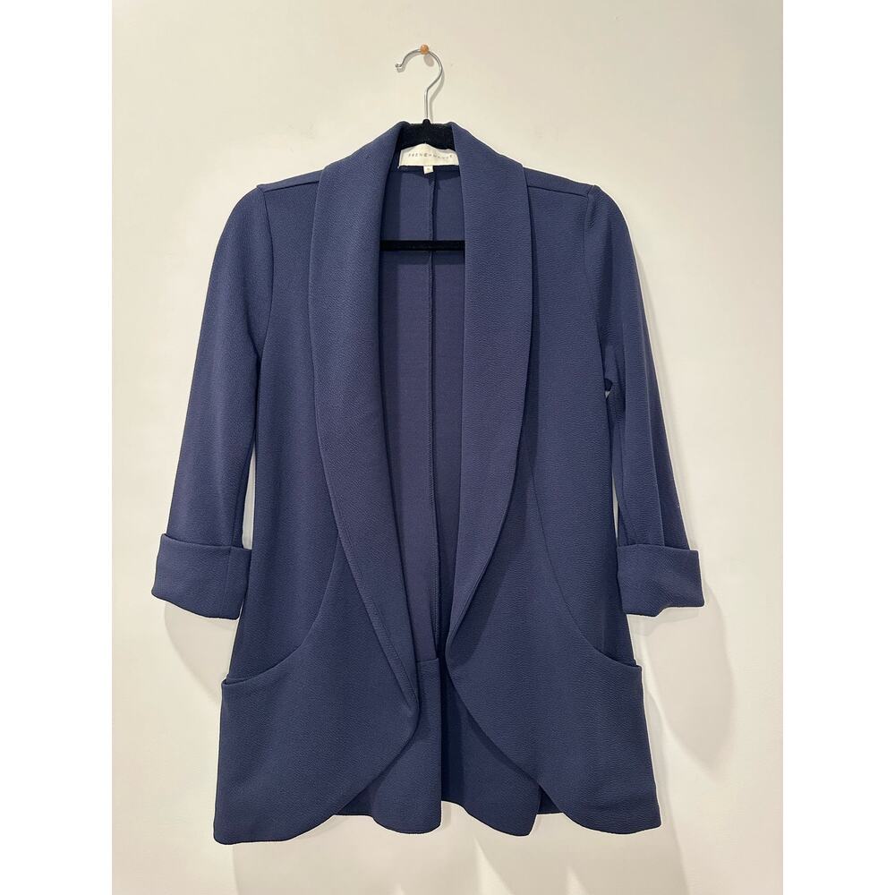 French Mauve Melanie Knit Jacket Navy Blue Open Blazer